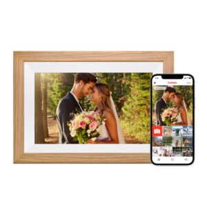 eptusmey wifi digital picture frame with 32g storage, 11.5" digital photo frame with load from phone capability, share photo via frameo app, video display, gift for mom, log color