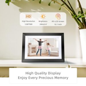 Eptusmey WiFi Digital Picture Frame with 32G Storage, 11.5" Digital Photo Frame with Load from Phone Capability, Share Photo via Frameo APP, Video Display- Gift for Mom, Black Wood with White Mat