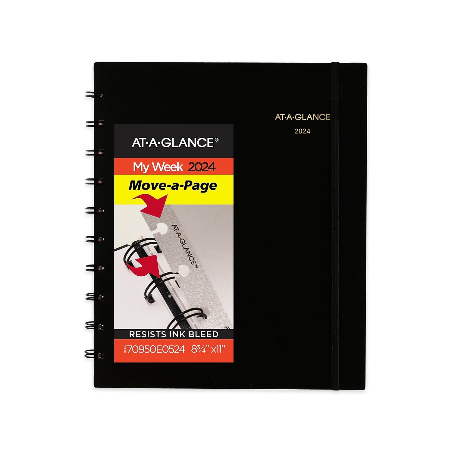 2024 AT-A-GLANCE Move-A-Page 8.75-inch x 11-inch Weekly & Monthly Appointment Book, Black (70-950E-05-24)