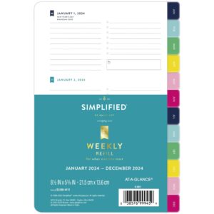 simplified by emily ley for at-a-glance® weekly loose-leaf planner refill pages, 5-1/2" x 8-1/2", january to december 2024, el100-4111