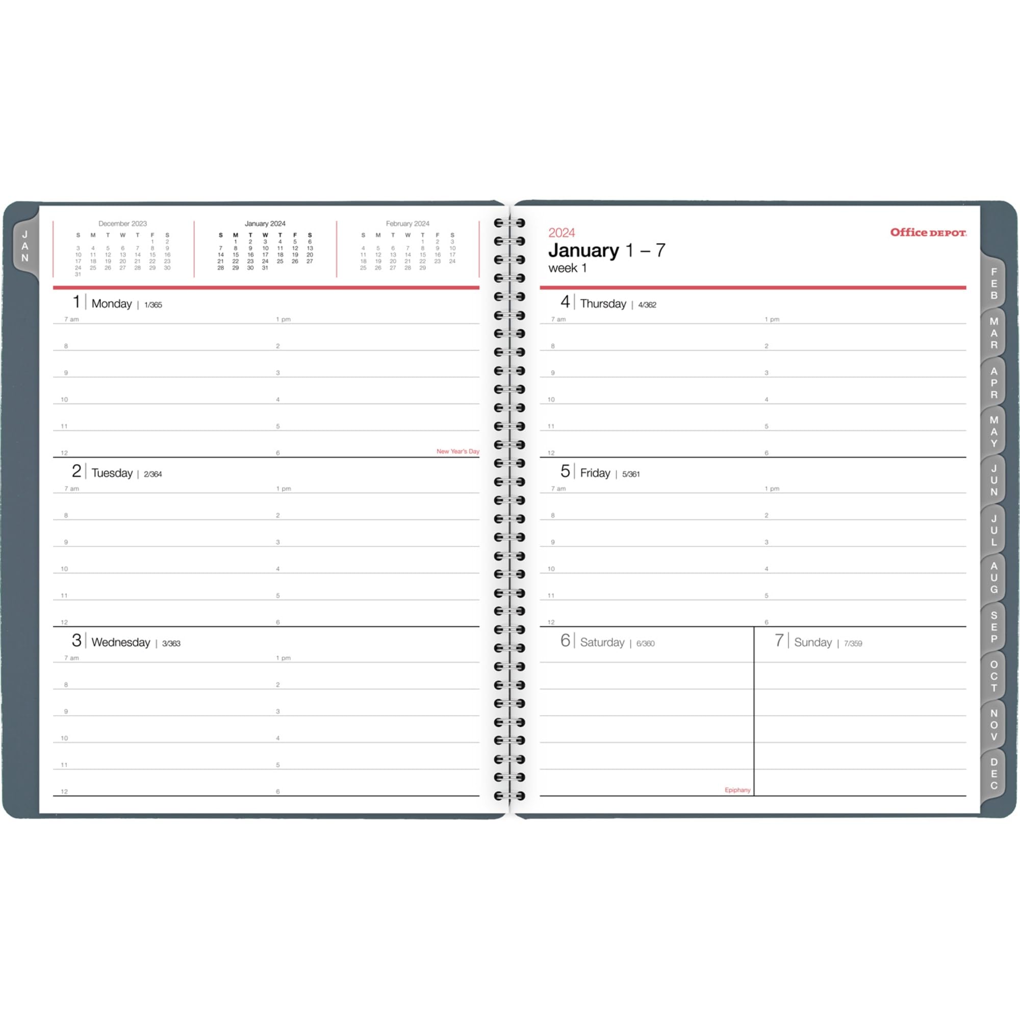 2024 Office Depot® Brand Weekly/Monthly Appointment Book, 8-1/2" x 11", Silver, January to December 2024, OD710530