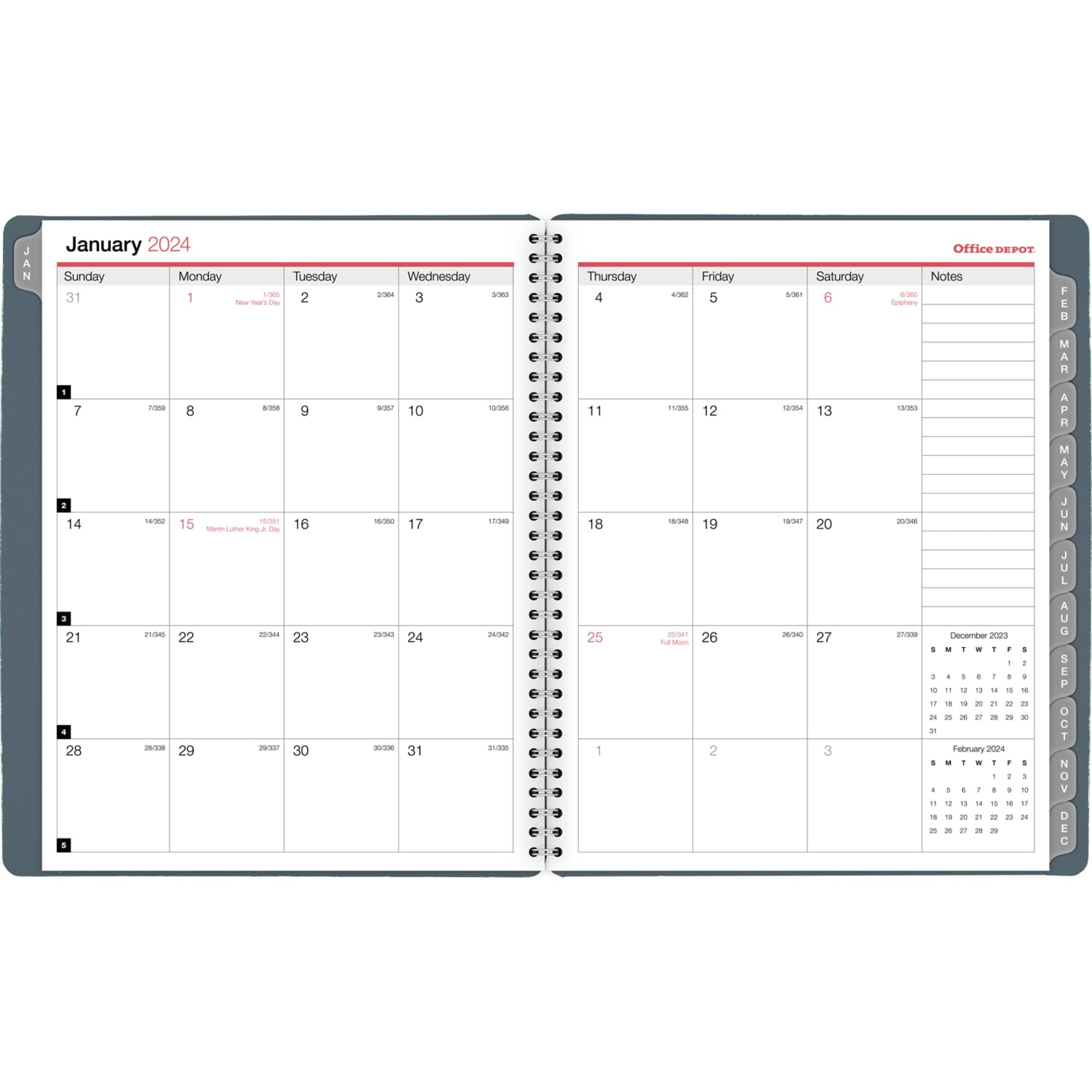 2024 Office Depot® Brand Weekly/Monthly Appointment Book, 8-1/2" x 11", Silver, January to December 2024, OD710530