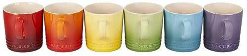 Le Creuset Stoneware (Set of 6) London Mugs, 12 oz. Each, Multi-Color