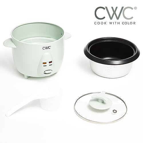 COOK WITH COLOR 6 Cup Rice Cooker 300W - Effortless Cooking and Greatly, Cooks 3 Cups of Raw Rice for 6 Cups of Cooked Rice, Sage