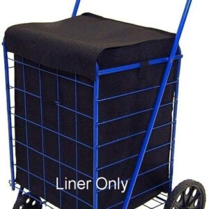 Utility Folding Shopping Cart Liner with Privacy Top Cover - Water Resistant, Lightweight, Non-Woven, Breathable Material, Fastens Securely - Protects Groceries and Laundry During Transit (Black)