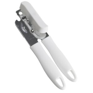 chef craft select stainless steel can opener with plastic handle, 7.5 inches in length, white