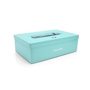 Honeywell Safes & Door Locks - Small Safe Box for Home - Fire Resistant Documents Lock Box with Keys - Steel Security with Key Lock for Personal Items, Jewelry, Money - 0.17 Cubic Feet - Teal - 6124TL