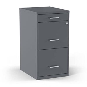 staples 3-drawer vertical file cabinet, locking, letter, charcoal, 18"d (18606)