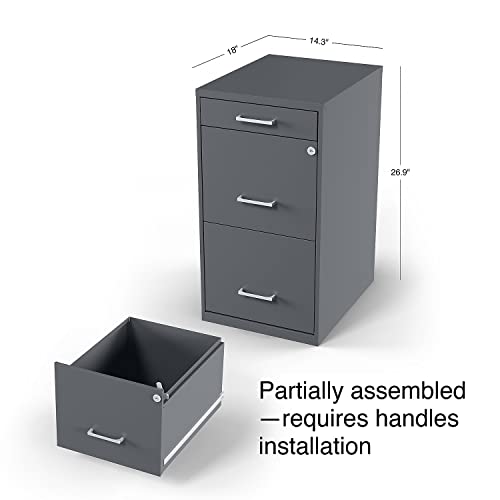 Staples 3-Drawer Vertical File Cabinet, Locking, Letter, Charcoal, 18"D (18606)