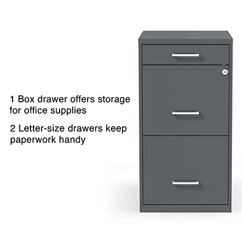 Staples 3-Drawer Vertical File Cabinet, Locking, Letter, Charcoal, 18"D (18606)