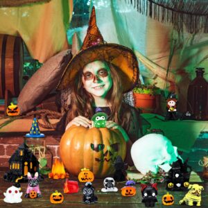 Soaoo 20 Pcs Halloween Miniature Figurines Resin Pumpkin Ghost Ornaments Halloween Garden Miniature Landscape for Halloween Party Village Bonsai Crafts Outdoor Home Garden Decor