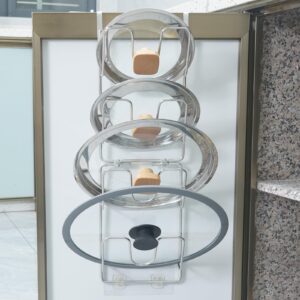 Antrader Stainless Steel Cabinet Pot Lid Organizer, Wall Mounted, Reduces Clutter, 6.3"L x 6.3"W x 10.8"H