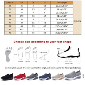 RZDYSQ Womens Orthopedic Sneakers, Slip-On Air Cushion Platform Mesh Walking Sneaker (Beige,US-9.5)