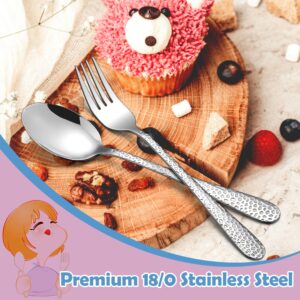 E-far Toddler Forks and Spoons Set, 10-Piece Stainless Steel Toddler Utensils Kids Safe Silverware for Self Feeding, Healthy & Non-Toxic, Dishwasher Safe