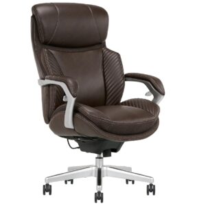 serta icomfort i6000 series big & tall ergonomic bonded leather high-back executive chair, brown/silver