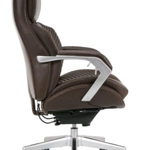 Serta iComfort i6000 Series Big & Tall Ergonomic Bonded Leather High-Back Executive Chair, Brown/Silver