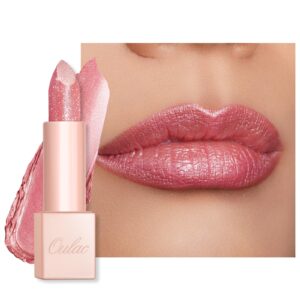 oulac moisturizing pink lipstick for women - tinted lip balm with shimmmer, lightweight lip makeup, nourishing & hydrating formula, vegan & gluten free, pg03 pink jewel