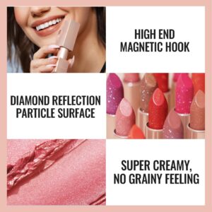 Oulac Moisturizing Pink Lipstick for Women - Tinted Lip Balm with Shimmmer, Lightweight Lip Makeup, Nourishing & Hydrating formula, Vegan & Gluten Free, PG03 Pink Jewel