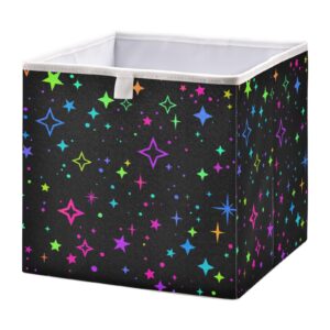 kigai fabric cube storage bins foldable storage box waterproof storage cubes organizer with handles storage basket for shelves, home, office, nursery, 11"x11"x11", star