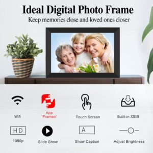 Digital Picture Frames Load from Phone Frameo 10.1 Inch Smart WiFi Digital Photo Frame, 1280x800 IPS LCD Touch Screen, Share Pics & Videos Instantly, for Your Loved Ones (32GB)…