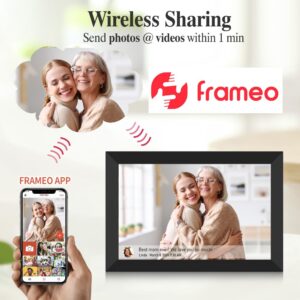 Digital Picture Frames Load from Phone Frameo 10.1 Inch Smart WiFi Digital Photo Frame, 1280x800 IPS LCD Touch Screen, Share Pics & Videos Instantly, for Your Loved Ones (32GB)…