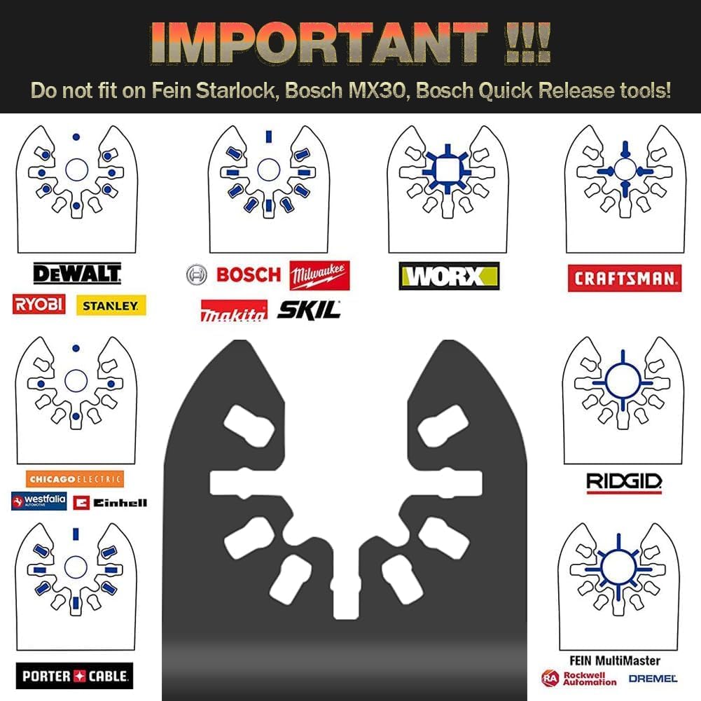 28PCS Universal Oscillating Tool Oscillating Saw Blades, Include 6PCS Titanium Oscillating Multitool Blades for Metal and Hard Material, Quick Release Multi Tool Blades Fits Most Models The Market