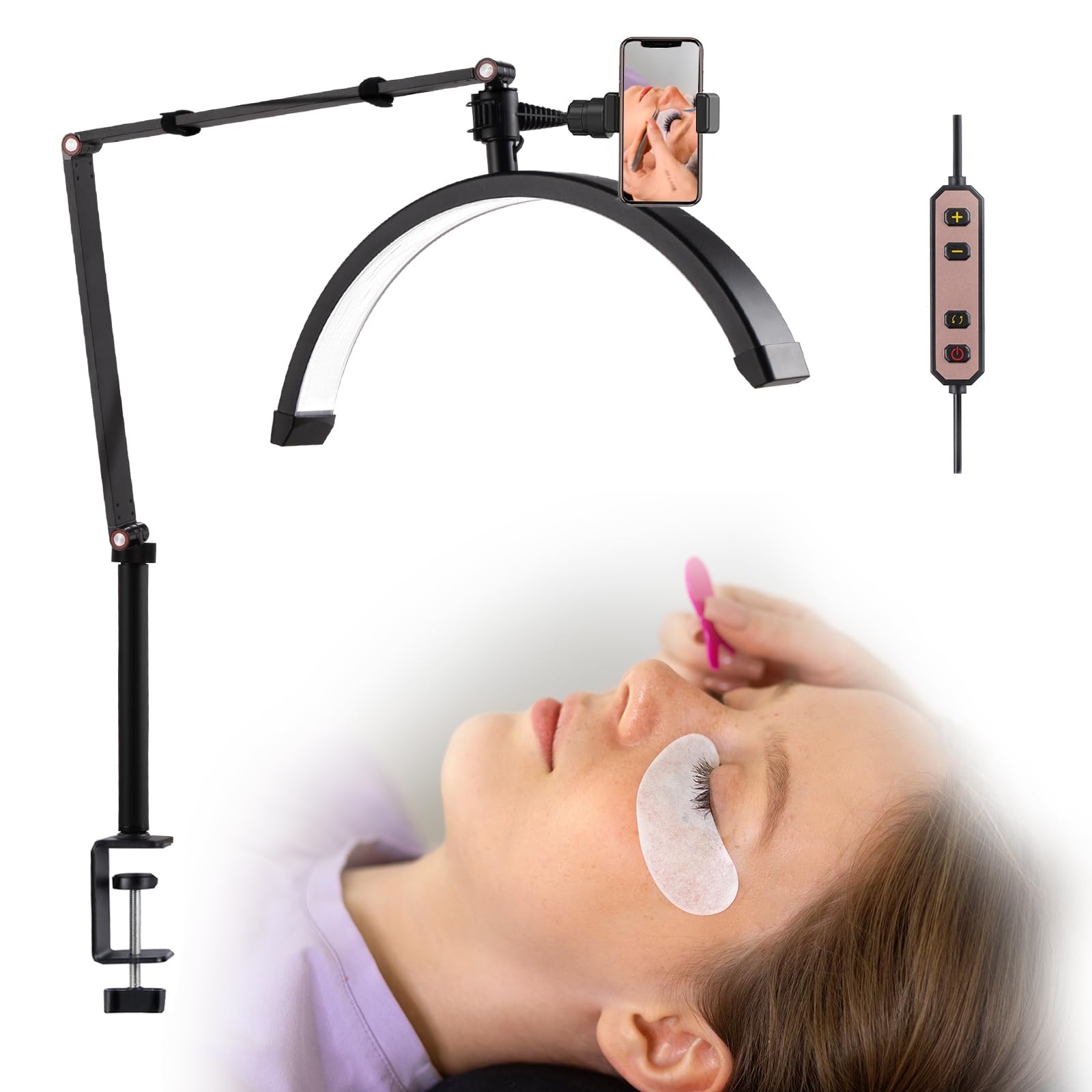 LED Lash Light Lamp - Esthetician Lamp, Tattoo Light for Photography Beauty Makeup Eyebrow, Adjustable Gooseneck Standing Lampfor Crafts and Reading, Perfect for Studio, Living Room, Bedroom, and offi