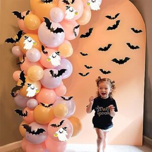 Halloween Balloon Arch Garland Kit, 129pcs 18" 10" 5" Pink Purple Balloons Decorations with BOO Fiol Balloon Ghost-pattern Cards for Halloween Baby Shower Decorations Halloween Day Party Supplies