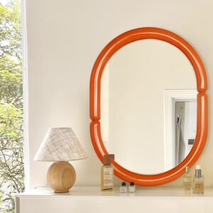 h-a oval solid wood vanity mirror bagel shaped wall mounted mirror high-end for bedroom bathroom wall decor