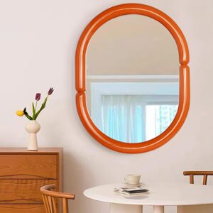 H-A Oval Solid Wood Vanity Mirror Bagel Shaped Wall Mounted Mirror High-end for Bedroom Bathroom Wall Decor