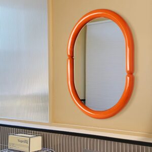 H-A Oval Solid Wood Vanity Mirror Bagel Shaped Wall Mounted Mirror High-end for Bedroom Bathroom Wall Decor