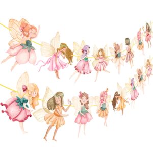 fairy party banner flower fairy banners 2pcs fairies birthday party cutout decorations for fairy tale wonderland baby shower supplies