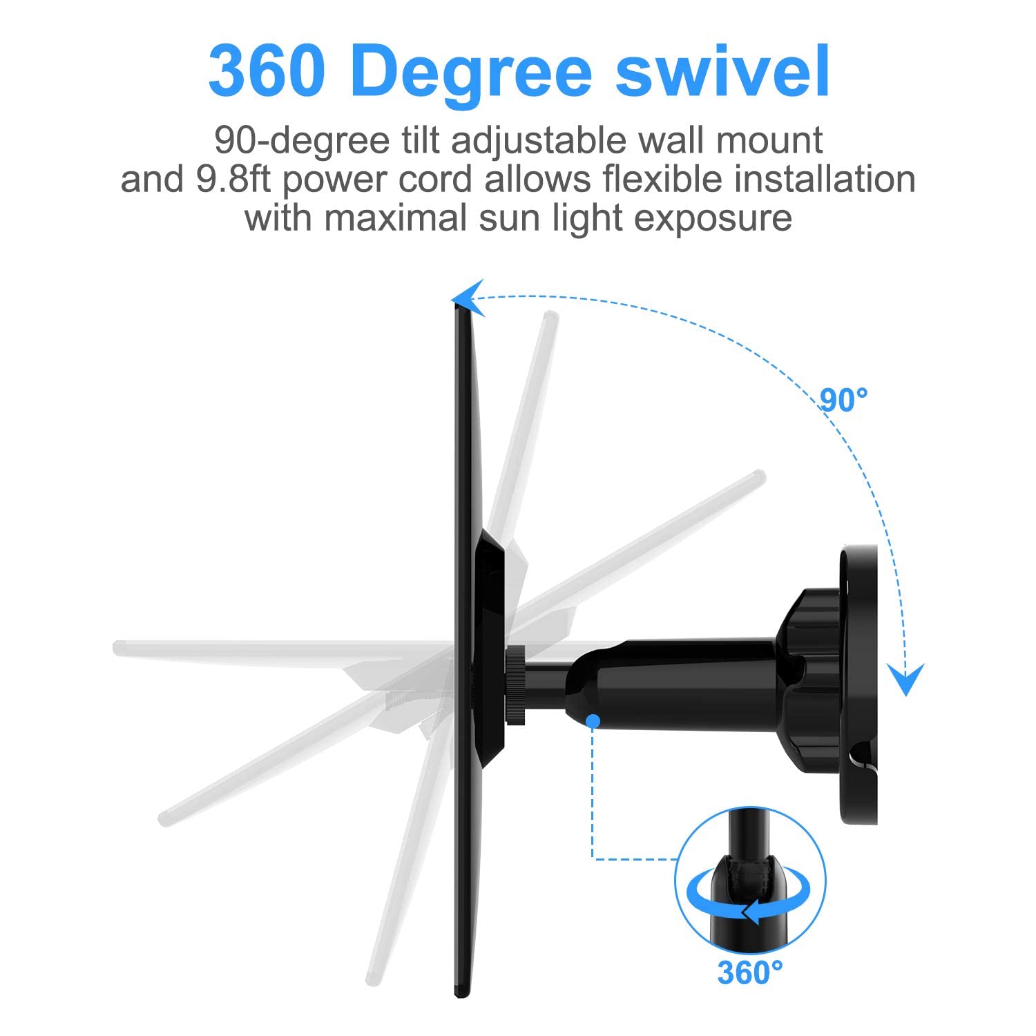 3W Solar Panel for Outdoor Wireless Security Camera, IP65 Waterproof Solar Panel Continuously Power USB, Adjustable Security Wall Mount (Black)