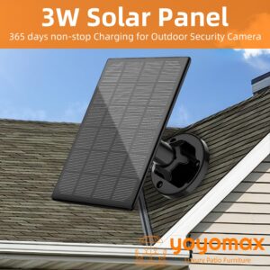 3W Solar Panel for Outdoor Wireless Security Camera, IP65 Waterproof Solar Panel Continuously Power USB, Adjustable Security Wall Mount (Black)