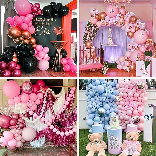 RUBFAC 156pcs Pink Balloons Garland Arch Kit, 5/10/12/18 Inch Hot Pink Light Pink Balloons for Mother’s Day Wedding Girl’s Birthday Baby Shower Princess Theme Party Decorations