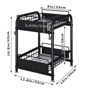 Under Sink Organizers and Storage Pull Out Cabinet Organizer Metal Under Cabinet Organizers Multi-Use for Under Kitchen Bathroom Bedroom Folding Sink Slide Out Shelf