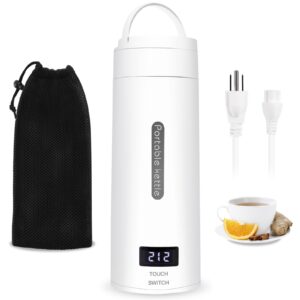 graceall portable electric kettle 400ml - compact travel water boiler small electric thermos for boiling water, camping water heater personal tea maker with temperature display