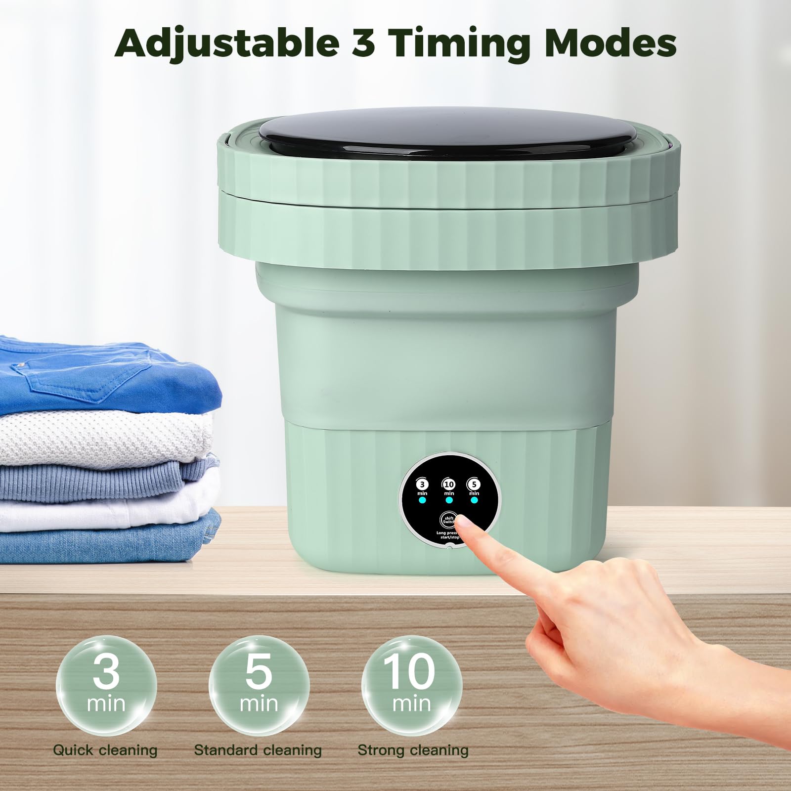 Portable Washing Machine, 6L Mini Washing Machine with 3 Modes Timing Cleaning, Portable Washer with Soft Spin and Draining for Socks, Baby Clothes, Towels and Small Items