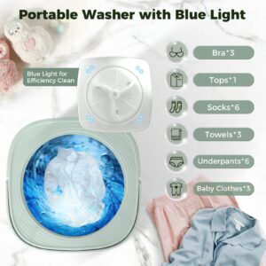 Portable Washing Machine, 6L Mini Washing Machine with 3 Modes Timing Cleaning, Portable Washer with Soft Spin and Draining for Socks, Baby Clothes, Towels and Small Items
