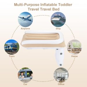 Athradies Inflatable Airplane Bed for Toddler, Baby Airplane Travel Bed, Kids Bed Airplane with Tag Security Blanket, Hand Pump, Seat Belt and Carry Bag