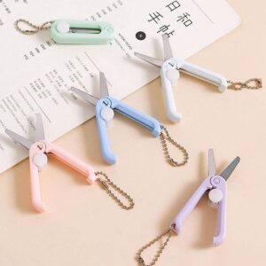 Folding Scissors Pocket Mini Scissor with Keychain for Cutting Portable Travel Scissors Foldable Telescopic Cutter, Scrapbooking, Crafting, Sewing