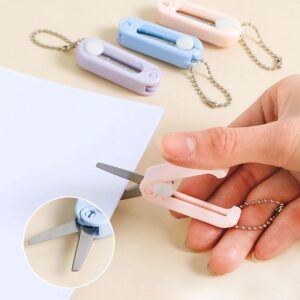 Folding Scissors Pocket Mini Scissor with Keychain for Cutting Portable Travel Scissors Foldable Telescopic Cutter, Scrapbooking, Crafting, Sewing