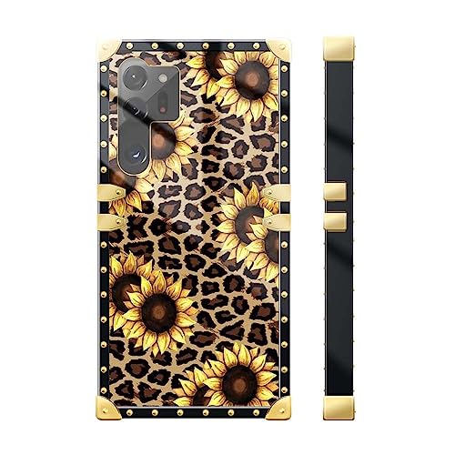 DAIZAG Case Compatible with Samsung Galaxy S23 Ultra Case,Leopard Sunflower Square Soft TPU Edges Case for Samsung Galaxy S23 Ultra,Metal Trim Corner S23 Ultra Case for Samsung Galaxy S23 Ultra 6.8-in