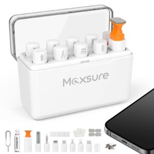 12 in 1 iphone cleaning kit, airpods cleaning kit, ipad/phone charging port cleaner repair & restore tool,multi cleaner tool kit for usb c port/lightning cables, fix unreliable charging,white