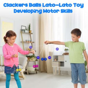 TPZAERK Clackers Ball Lato Lato Toy, 2 Swinging Balls on A String Rope, Click Clacks Noise Maker Party Favours, Fine Motor Skills Toys Hands on Abilities, Novelty Gifts for Boys and Girls (2 PCS)