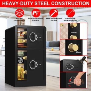 6.1 Cu ft Extra Large Home Safe Fireproof Waterproof, Anti-Theft Digital Home Security Safe Box With Hidden Compartment, Double Safes, Separate Lock Box and Led Light（31.1" x 17.0" x 15.9"）