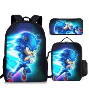 ncwixnw 3 pcs backpack and lunchbox set with pencil case cartoon bookbag laptop bag travel hiking daypack for boys girls