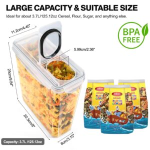 OSTBA APPLIANCE 4 PCS Food Storage Container 3.7L, Cereal Storage Containers with Lid Airtight, Clear Plastic BPA Free Kitchen Storage Containers for Flour, Oats, Careal Dispenser with Labels