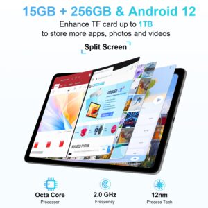 DOOGEE T20 Android Tablet,10.4'' 2K Tablet,15GB+256GB, Hi-Res Quad Speakers, Octa-core Gaming Tablet, 8300mAh Battery, 2.4G/5G WiFi Tablet Android 12, TÜV Low Bluelight, Split Screen