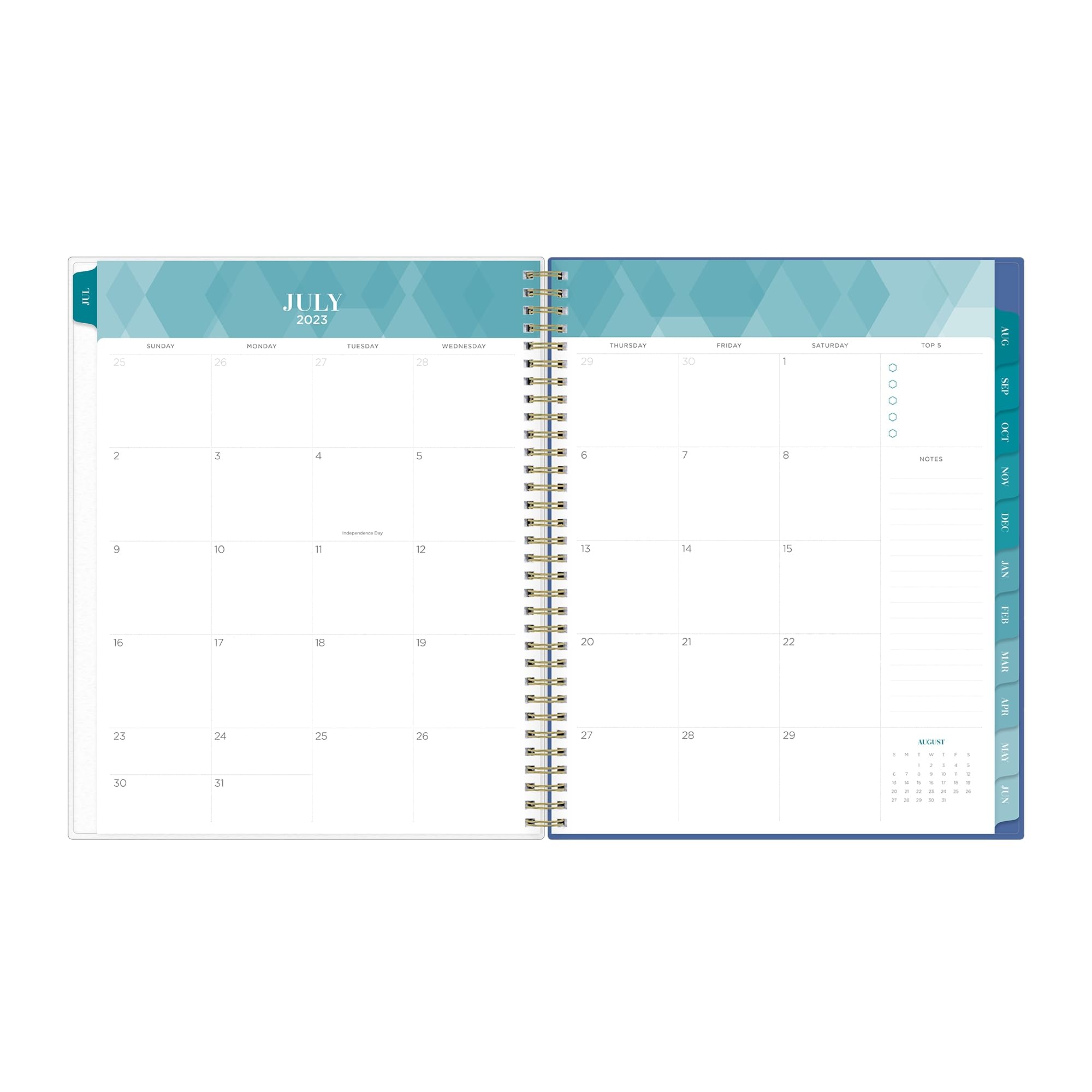 2023-2024 Blue Sky™ Inkwell Press Whirlwind Frosted Polypropylene Horizontal Weekly/Monthly Flex Academic Planning Calendar, 8-1/2" x 11", July 2023 to June 2024, 142398